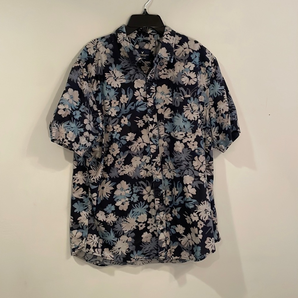 Blue Floral Button Up Shirt